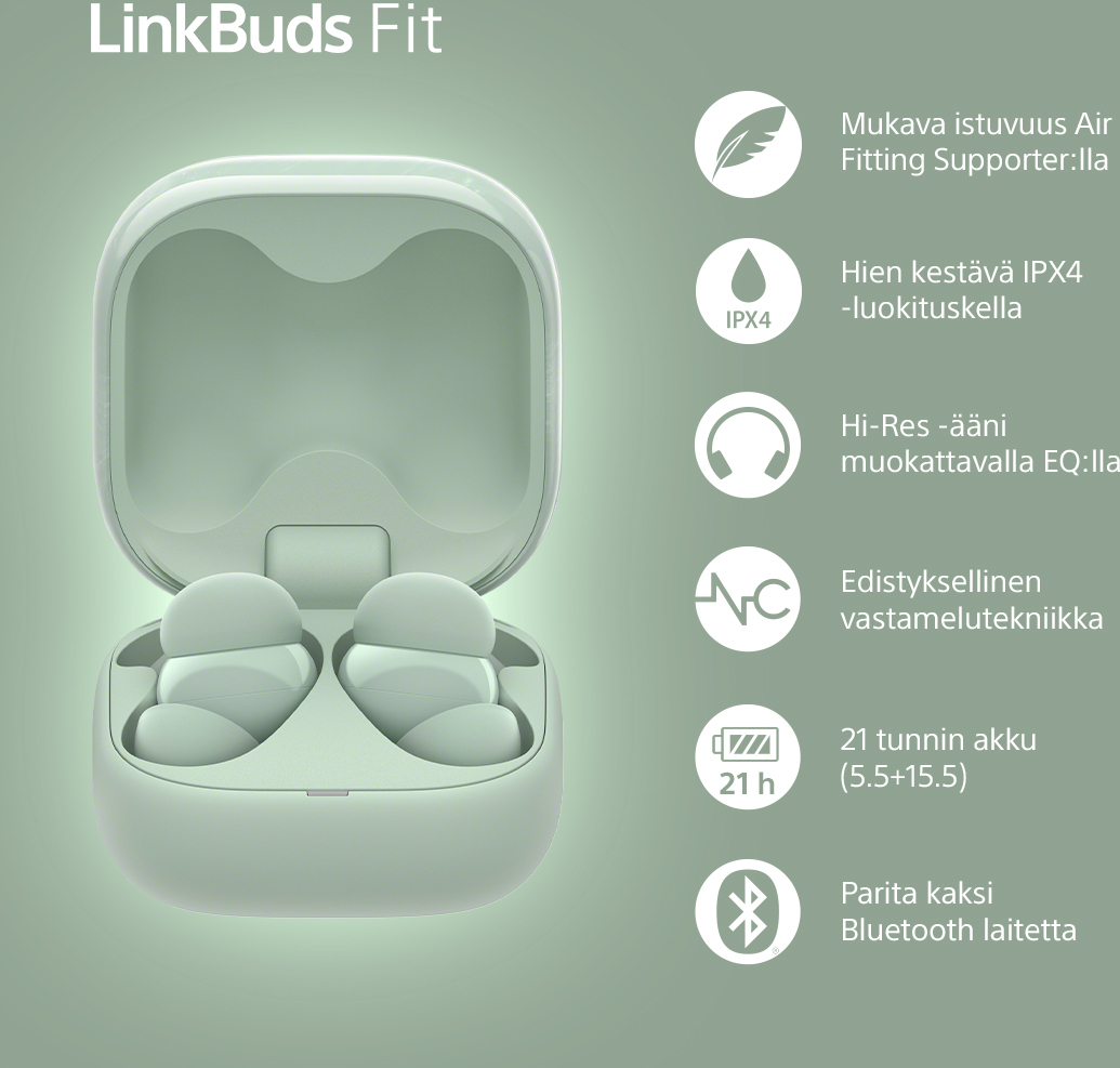 Sony Linkbuds Fit nappikuulokkeet aktiivisella melunvaimennuksella, valkoinen 4 Sony Linkbuds Fit nappikuulokkeet aktiivisella melunvaimennuksella, valkoinen - Image 4