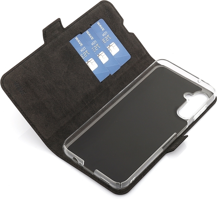 Wave BookCase -suojakotelo, Samsung Galaxy A14 5G, musta