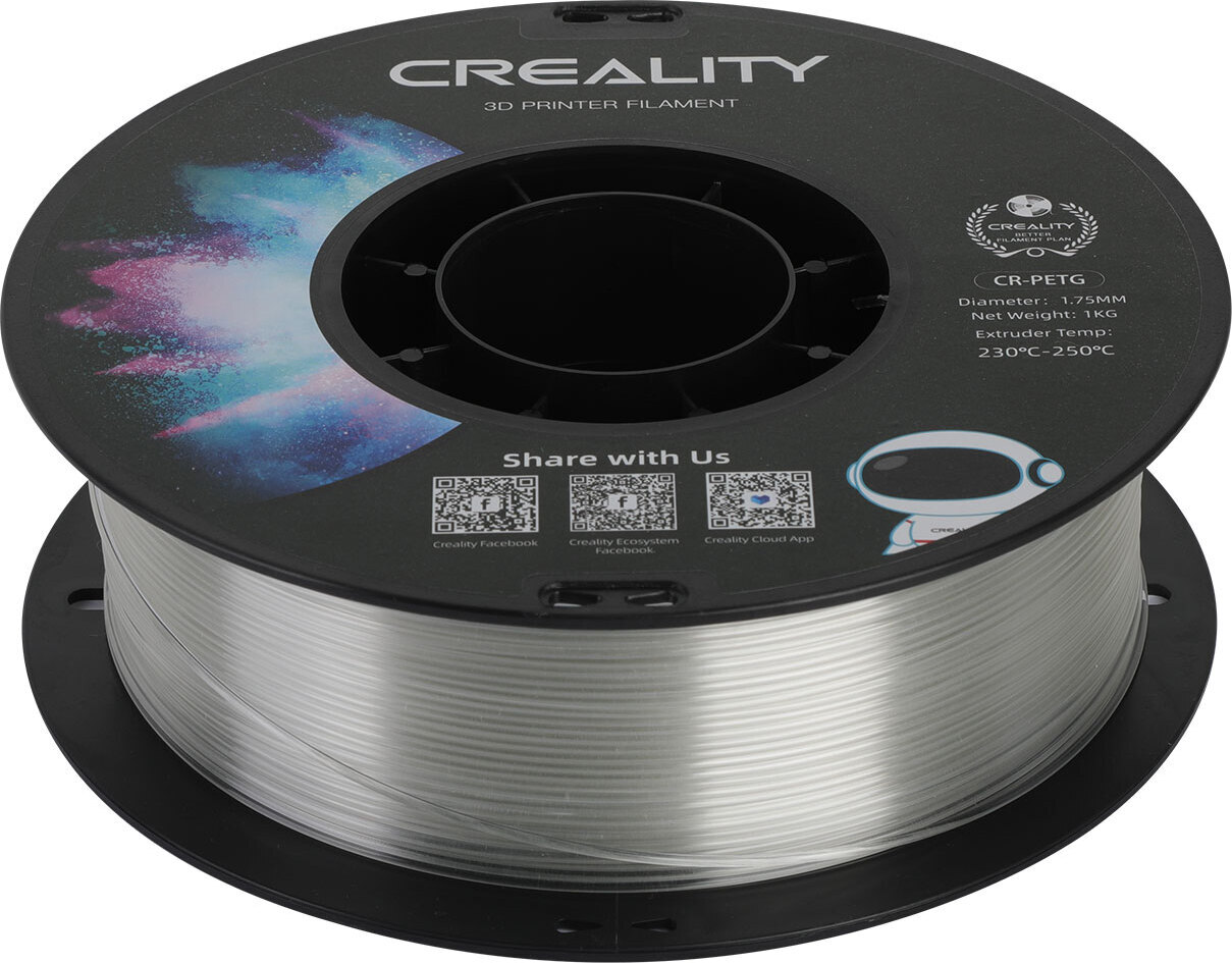Creality CR-PETG -filamentti 3D -tulostimeen, 1.75 mm, läpinäkyvä