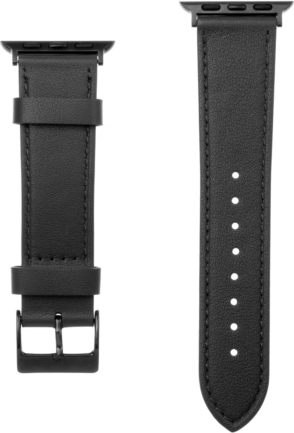 Fixed älykellon nahkaranneke, Apple Watch 42 / 44 / 45 / 49 mm, musta