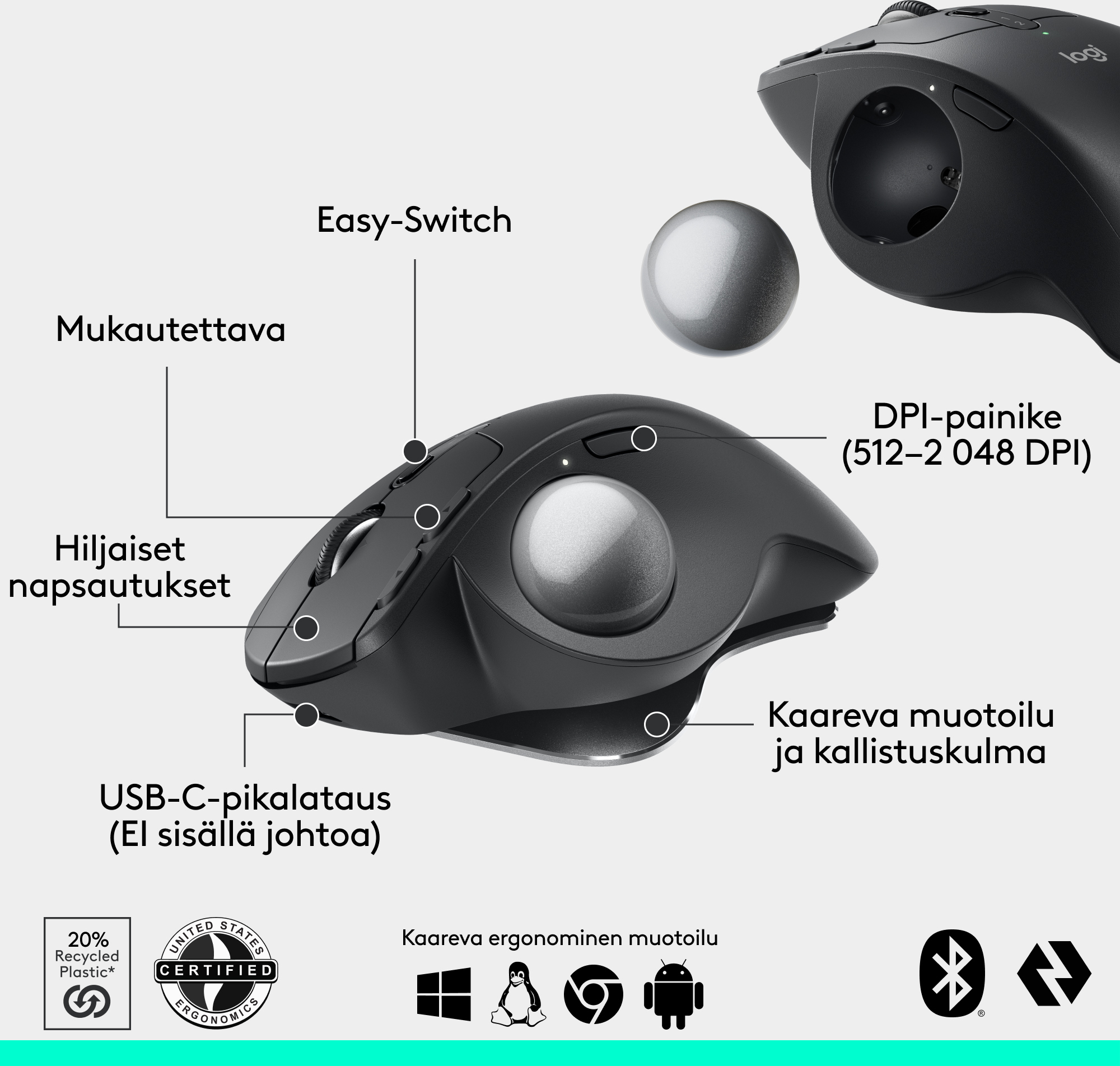 Logitech POP Icon Combo -näppäimistö ja hiiri, grafiitti