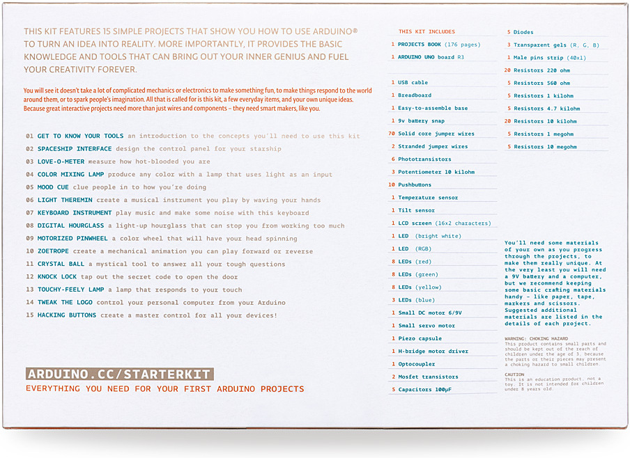 Arduino Starter Kit, Arduino aloituspakkaus