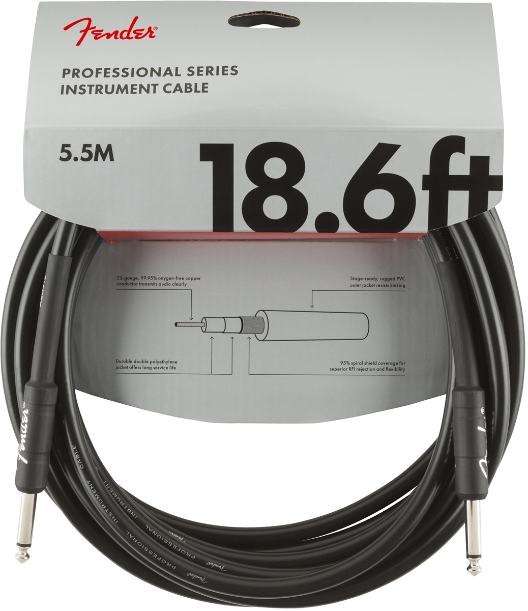 Fender Professional -instrumenttikaapeli 5,5 m, musta