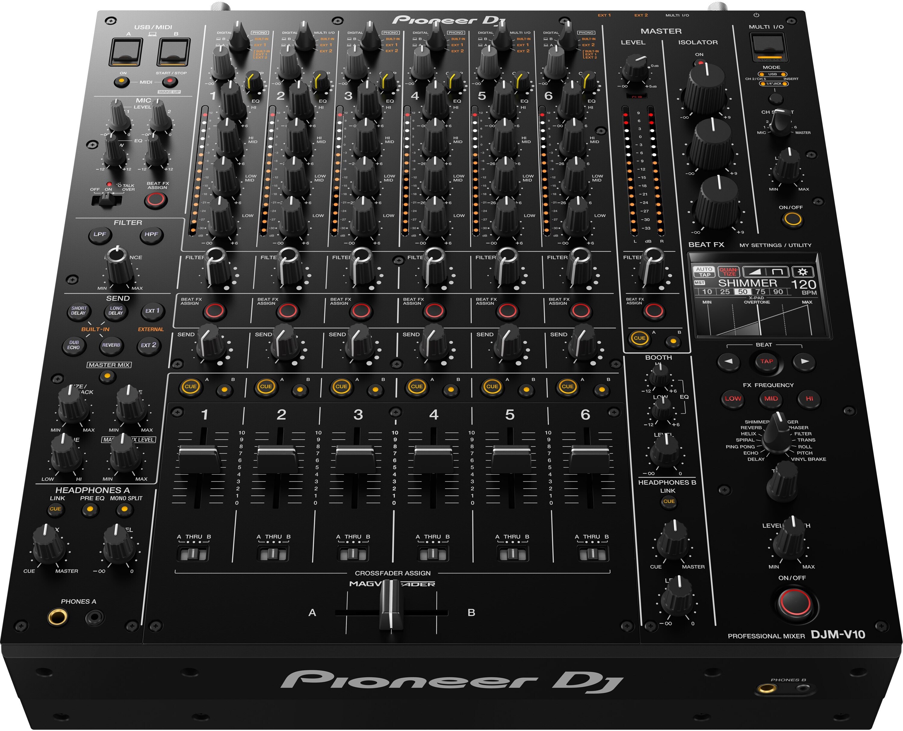 Pioneer DJ DJM-V10 -mikseri, musta