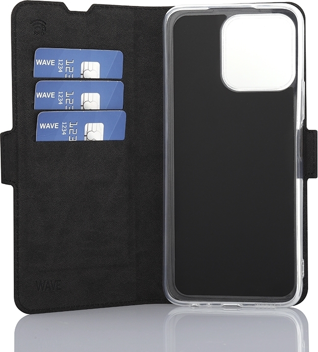 Wave BookCase -suojakotelo, Honor X8 5G / Honor X6 / Honor 70 Lite 5G, musta