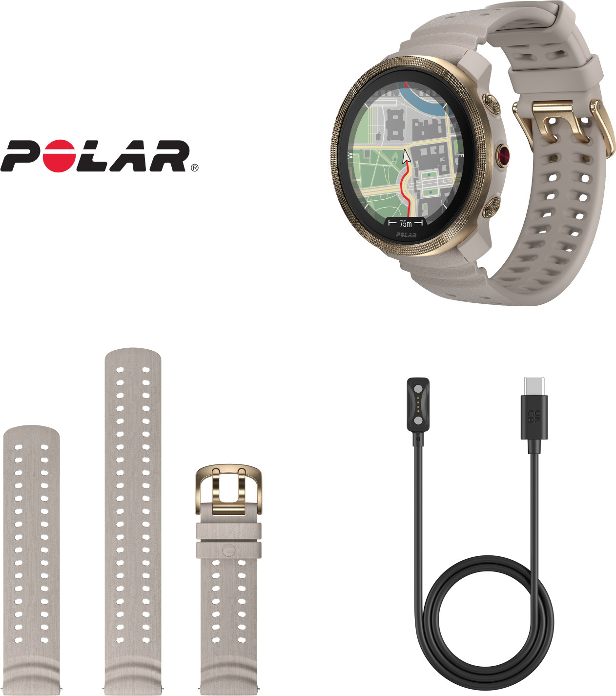 Polar Vantage M3 -urheilukello, greige / kulta, S-L