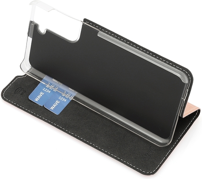 Wave BookCase -suojakotelo, Samsung Galaxy S21, ruusukulta