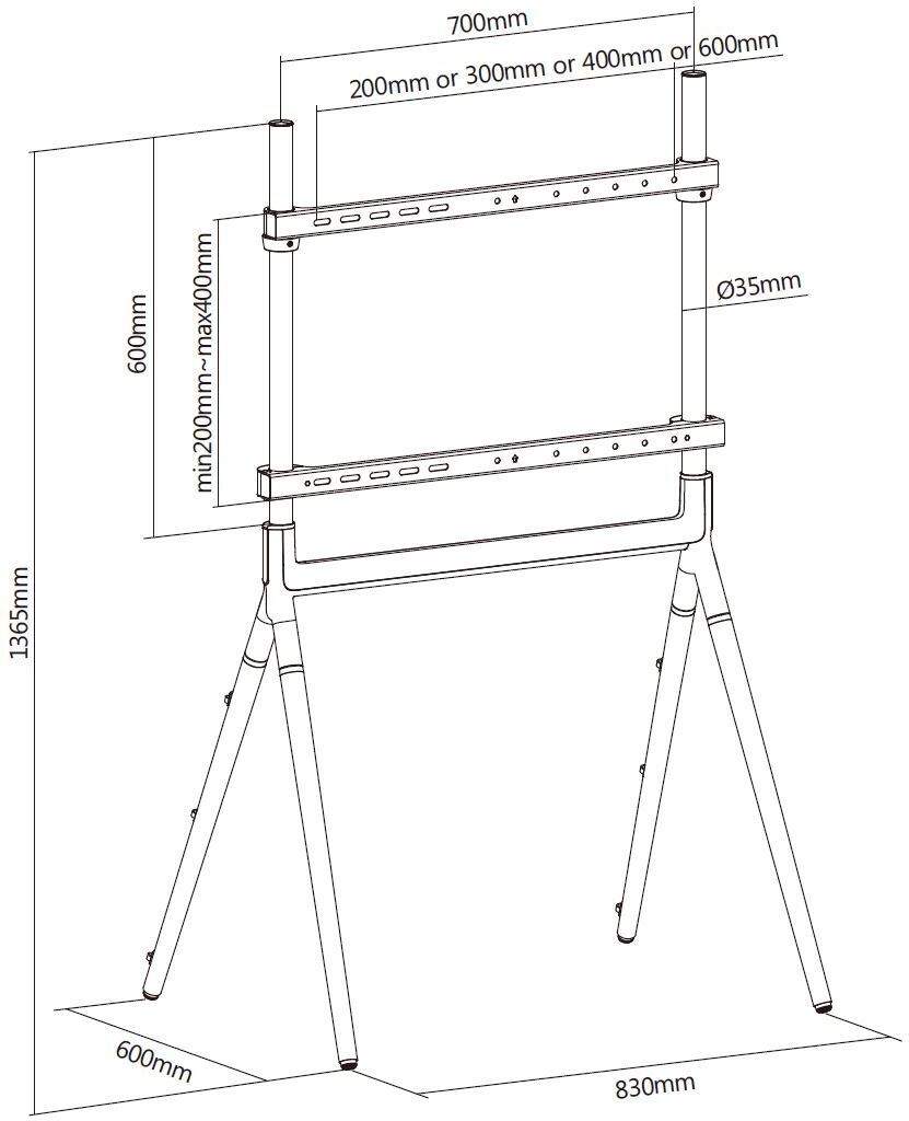 Mozi Art Series FS-21 -lattiajalusta 49 - 70" televisiolle