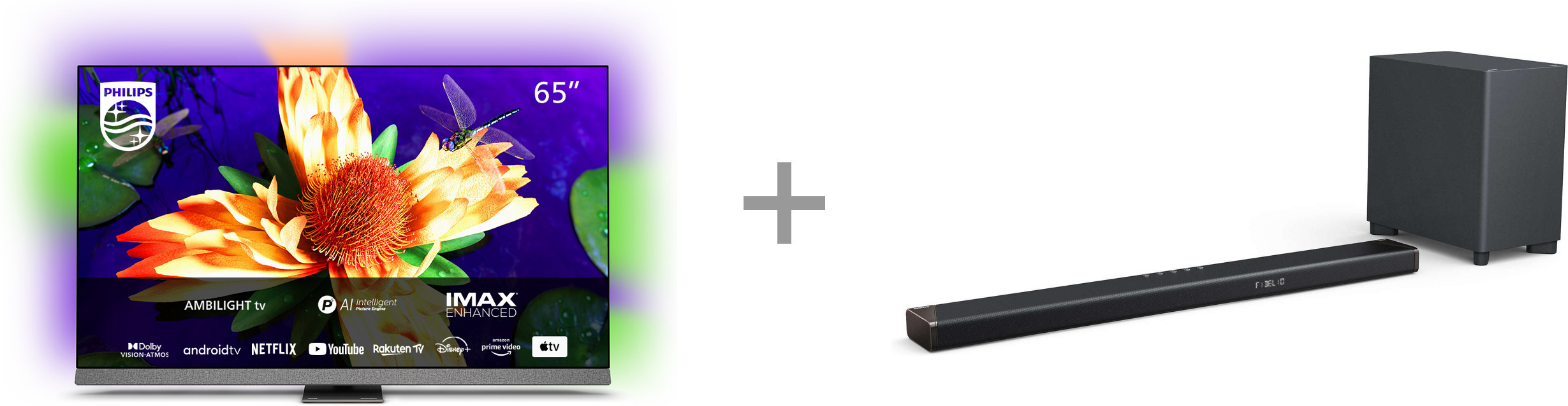 Philips 65OLED907 65" 4K OLED+ TV + Fidelio B95 5.1.2. Dolby Atmos ...