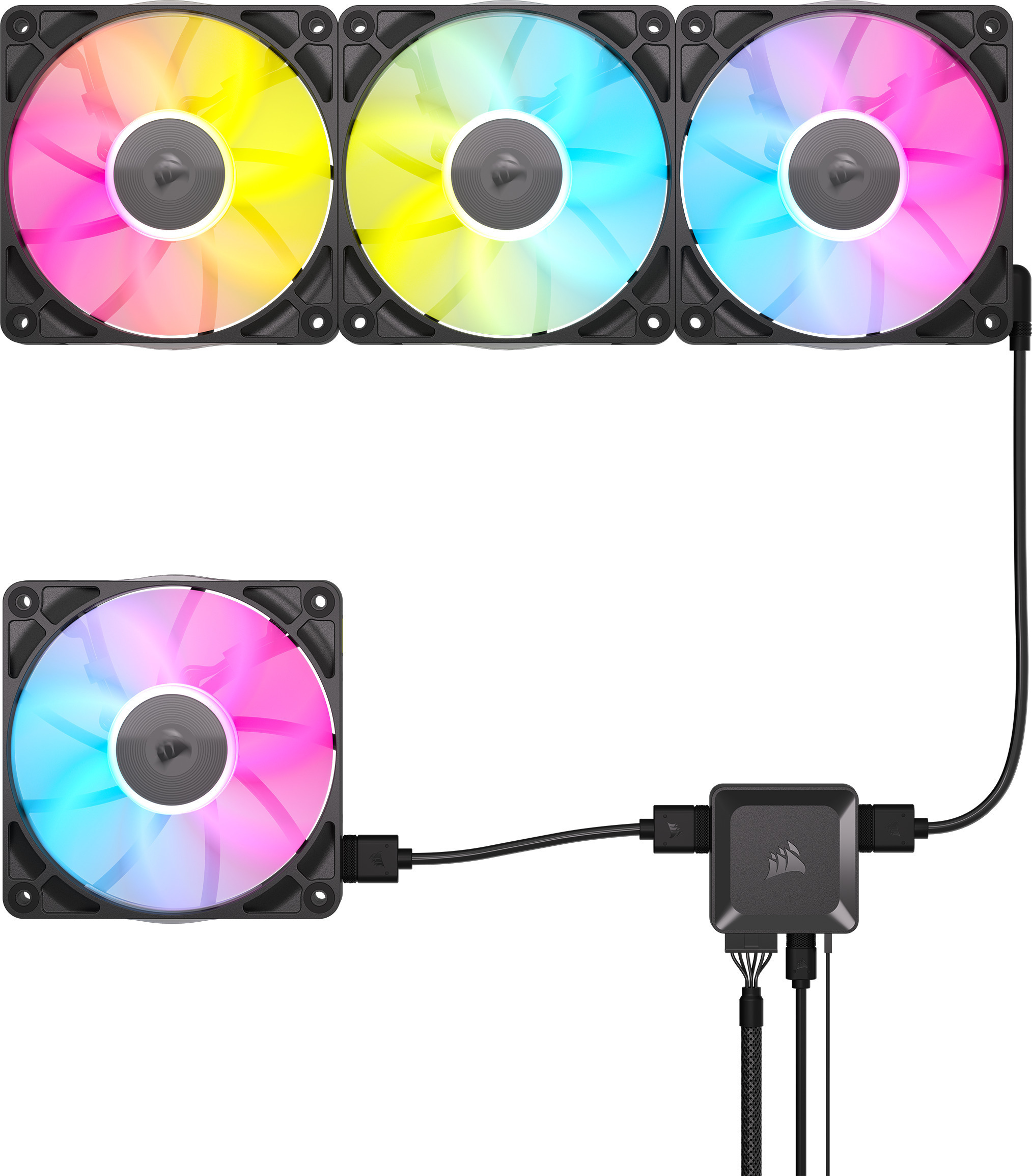 Corsair iCUE LINK RX120 RGB PWM Expansion -tuuletin, musta, 120 mm