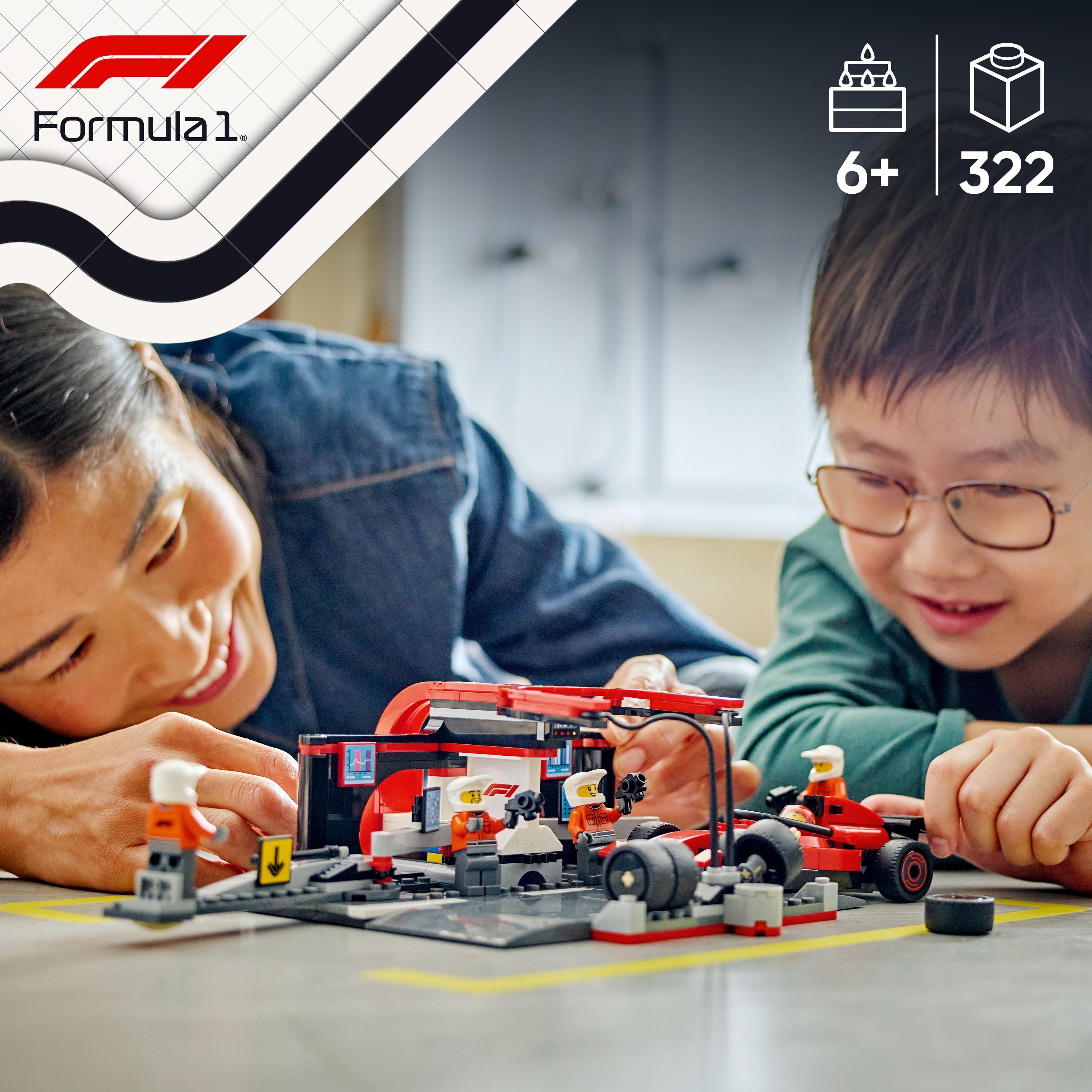 LEGO City 60443 – F1-varikkopysähdys ja varikkomiehistö sekä Ferrari-auto