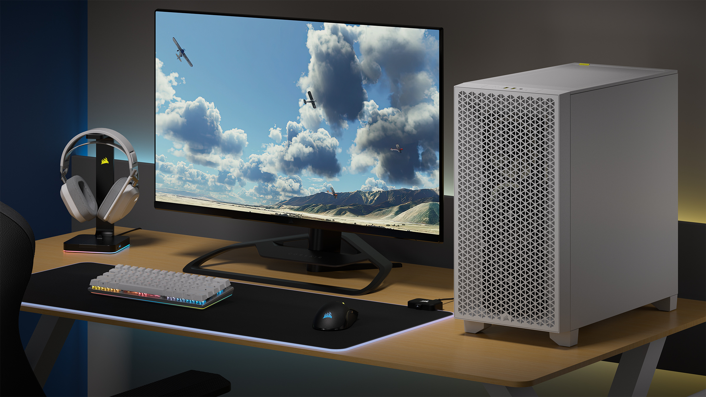 Corsair 3000D Airflow Mid Tower ATX-kotelo ikkunalla, valkoinen