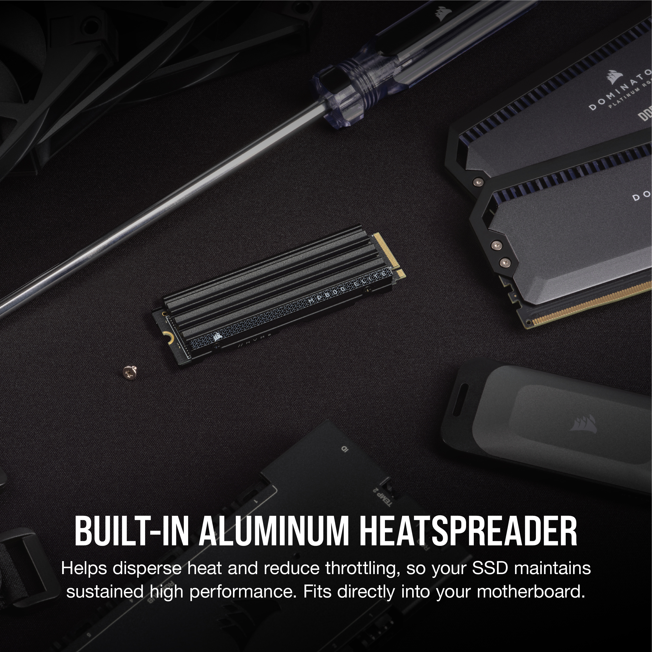 Corsair MP600 Elite 1 Tt Heatsink M.2 NVMe -SSD-kovalevy