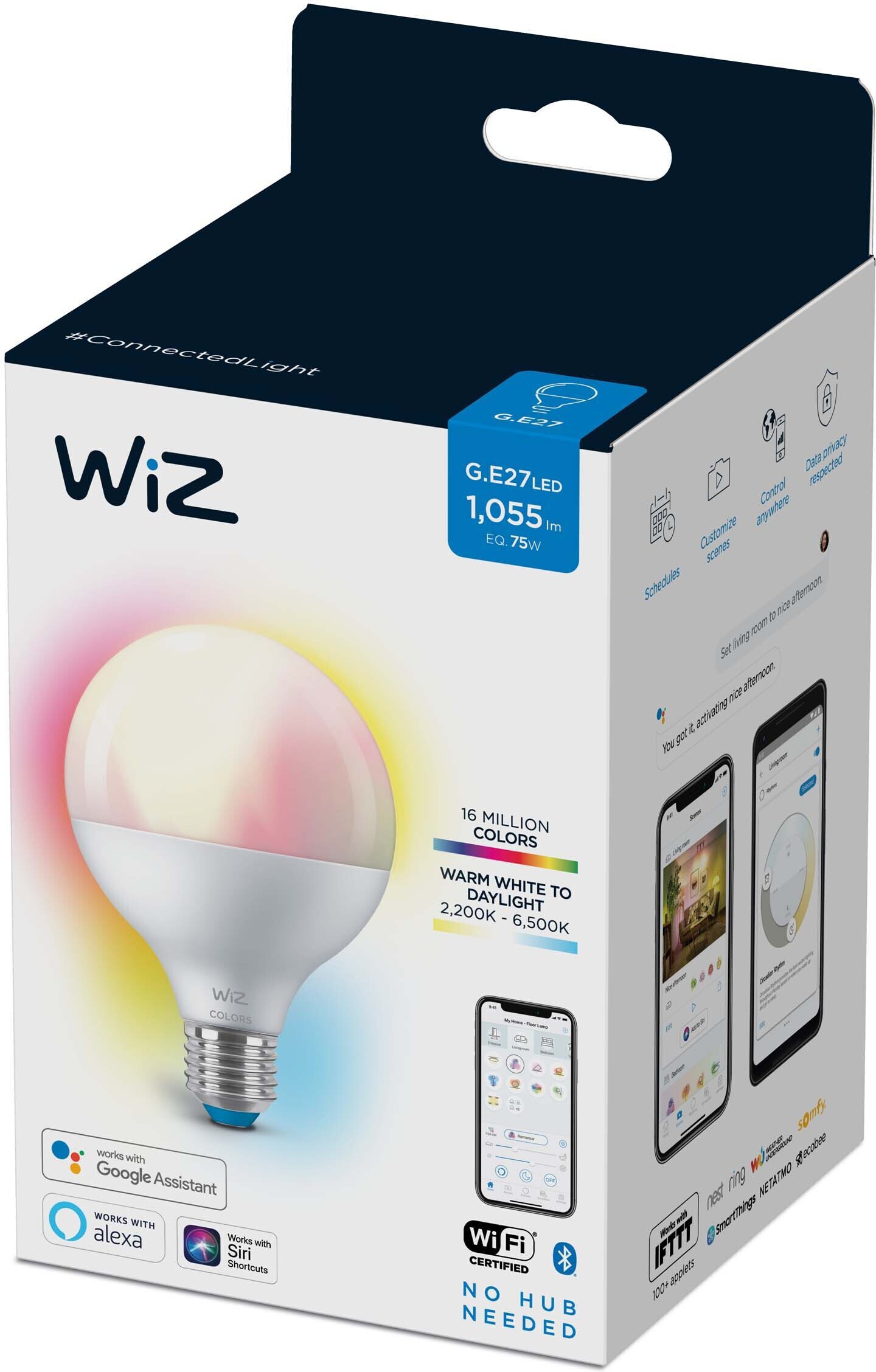 WiZ älylamppu globe, E27, pallolamppu, tunable white - valkoisen valon sävyt, Wi-Fi, 2700-6500 K, 1055 lm