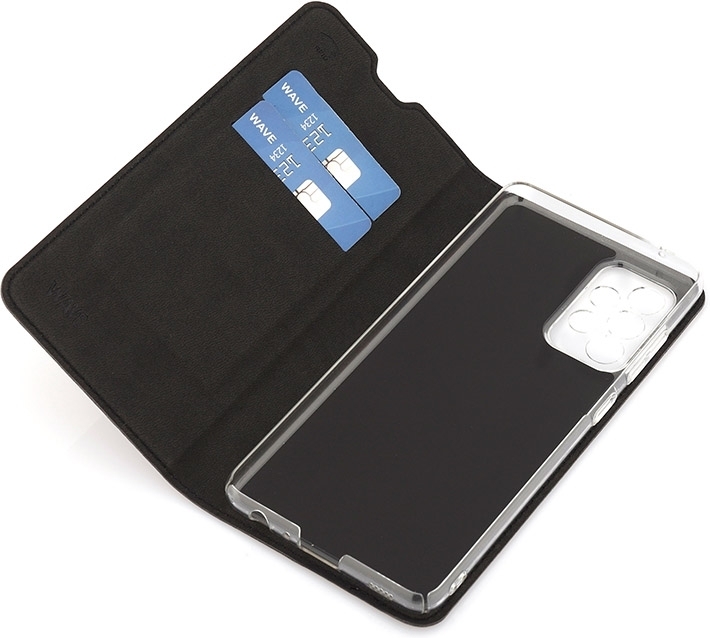 Wave BookCase -suojakotelo, Samsung Galaxy A52 / A52 5G / A52s, musta