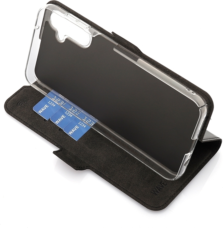 Wave BookCase -suojakotelo, Samsung Galaxy A14 5G, musta
