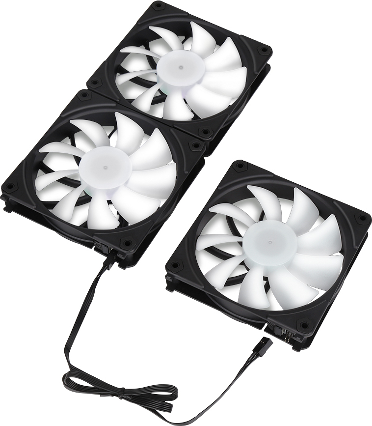 Blackstorm Luna UF120 ARGB PWM -tuuletinpakkaus, musta, 120 mm, 3 kpl pakkaus