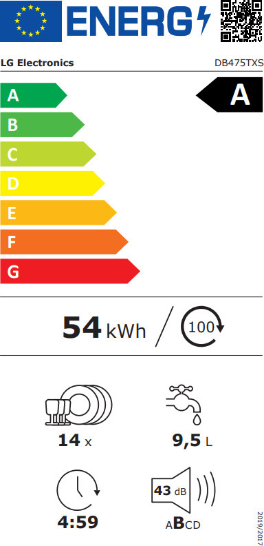 LG DB475TXS astianpesukone, integroitava