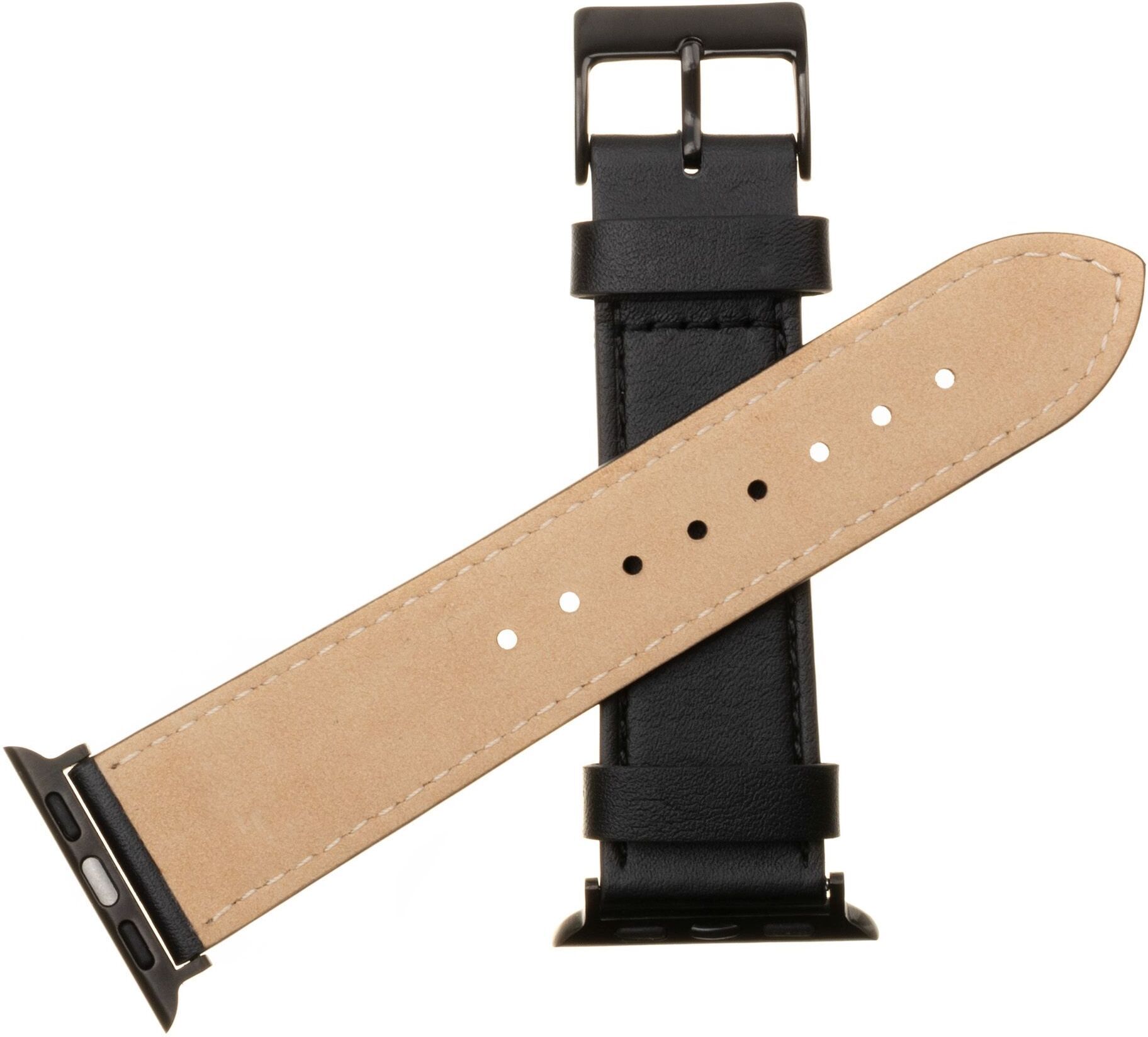 Fixed älykellon nahkaranneke, Apple Watch 42 / 44 / 45 / 49 mm, musta
