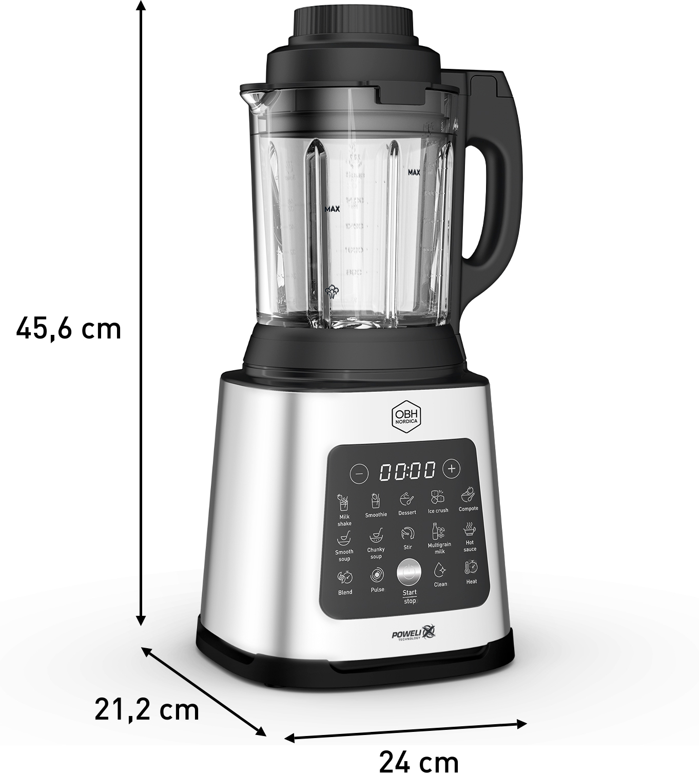 OBH Nordica Perfectmix Cook -tehosekoitin, ruostumaton teräs/musta