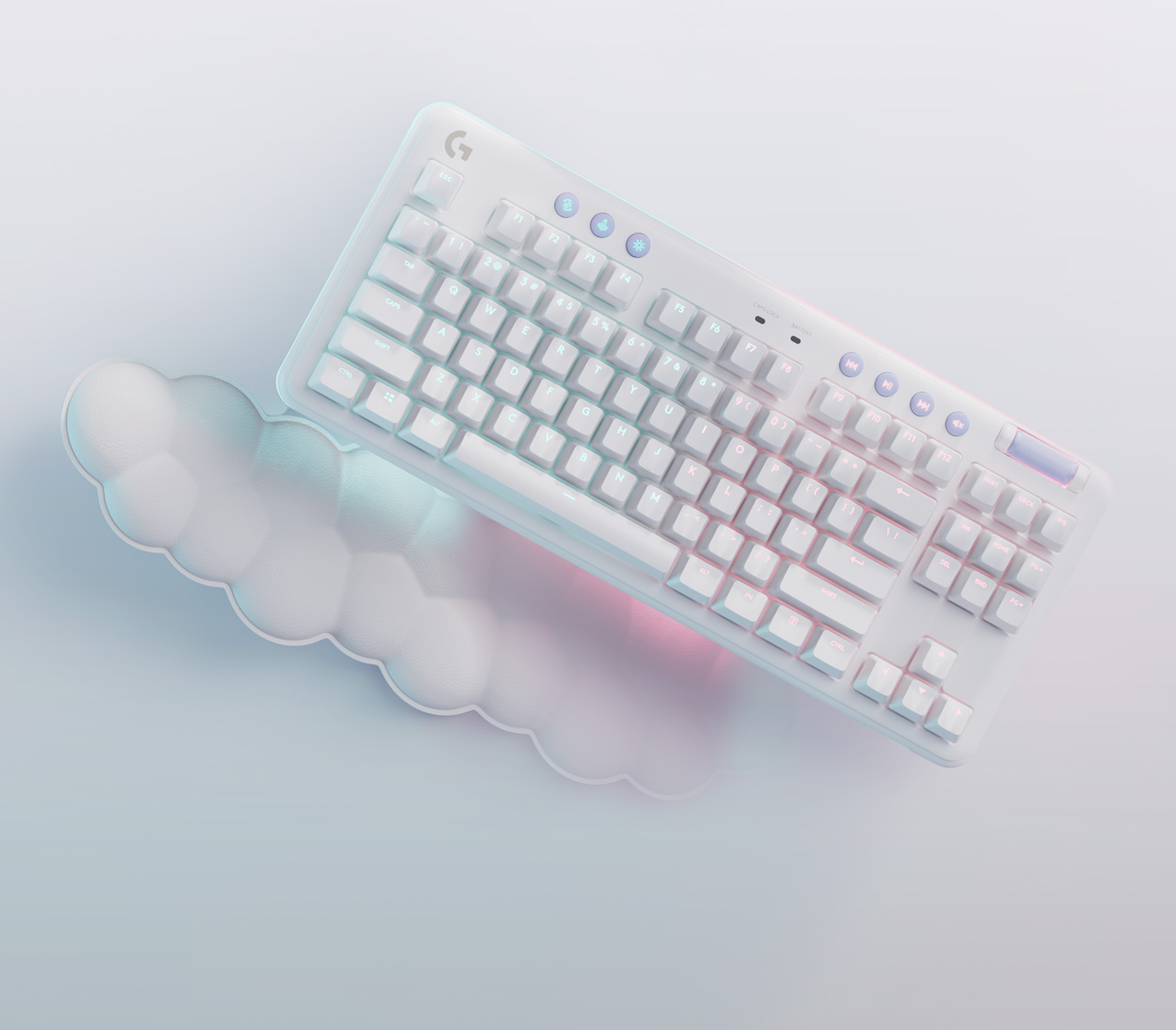 Logitech G715 -pelinäppäimistö, Linear-kytkimet, valkoinen