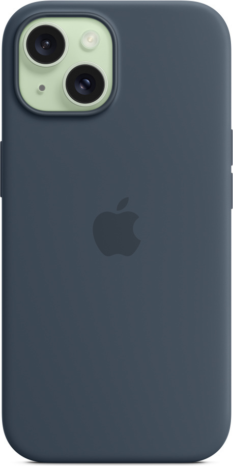 Apple iPhone 15 silikonikuori MagSafella, musta