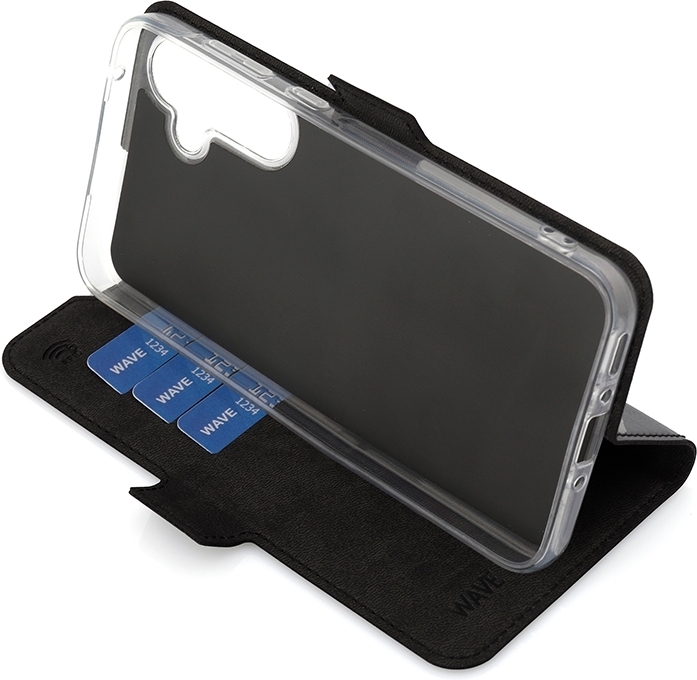 Wave BookCase -suojakuori, Samsung Galaxy A35 5G, musta