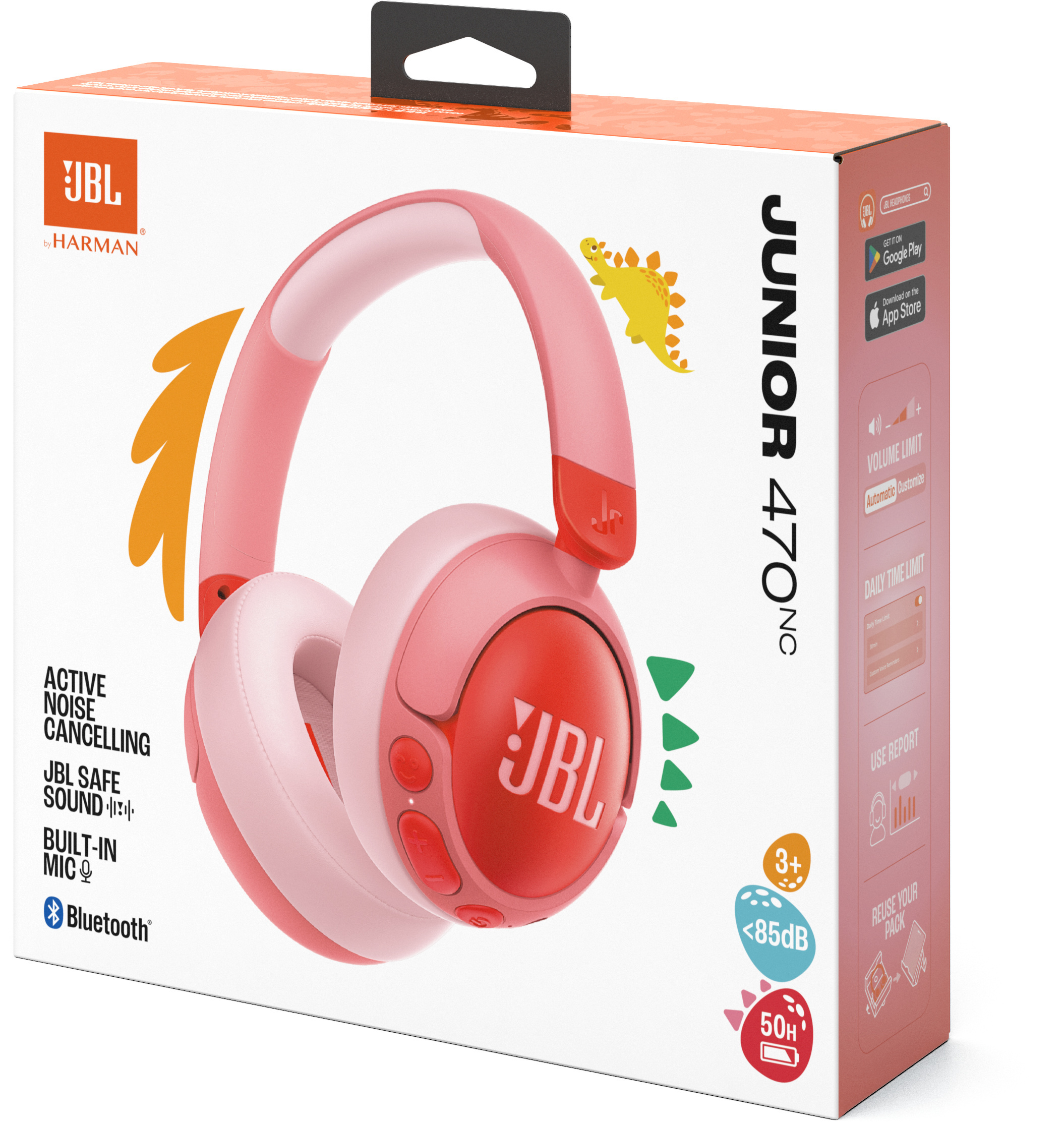 JBL JR 470NC lasten vastamelukuulokkeet, pinkki