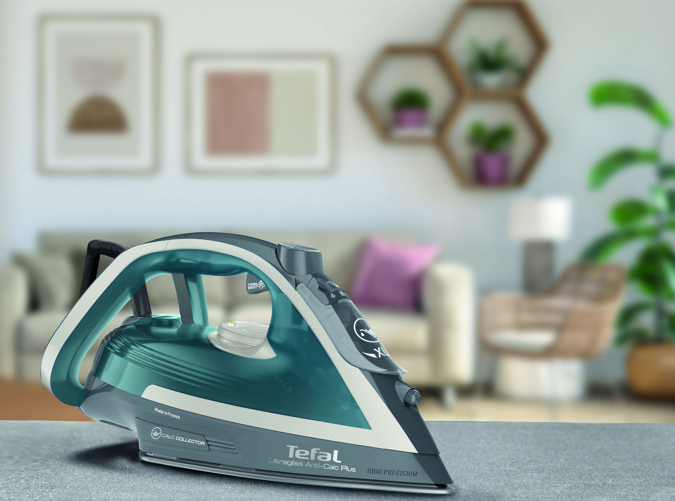 Tefal Ultragliss Plus Anti-Calc FV6842E0 -silitysrauta, sininen