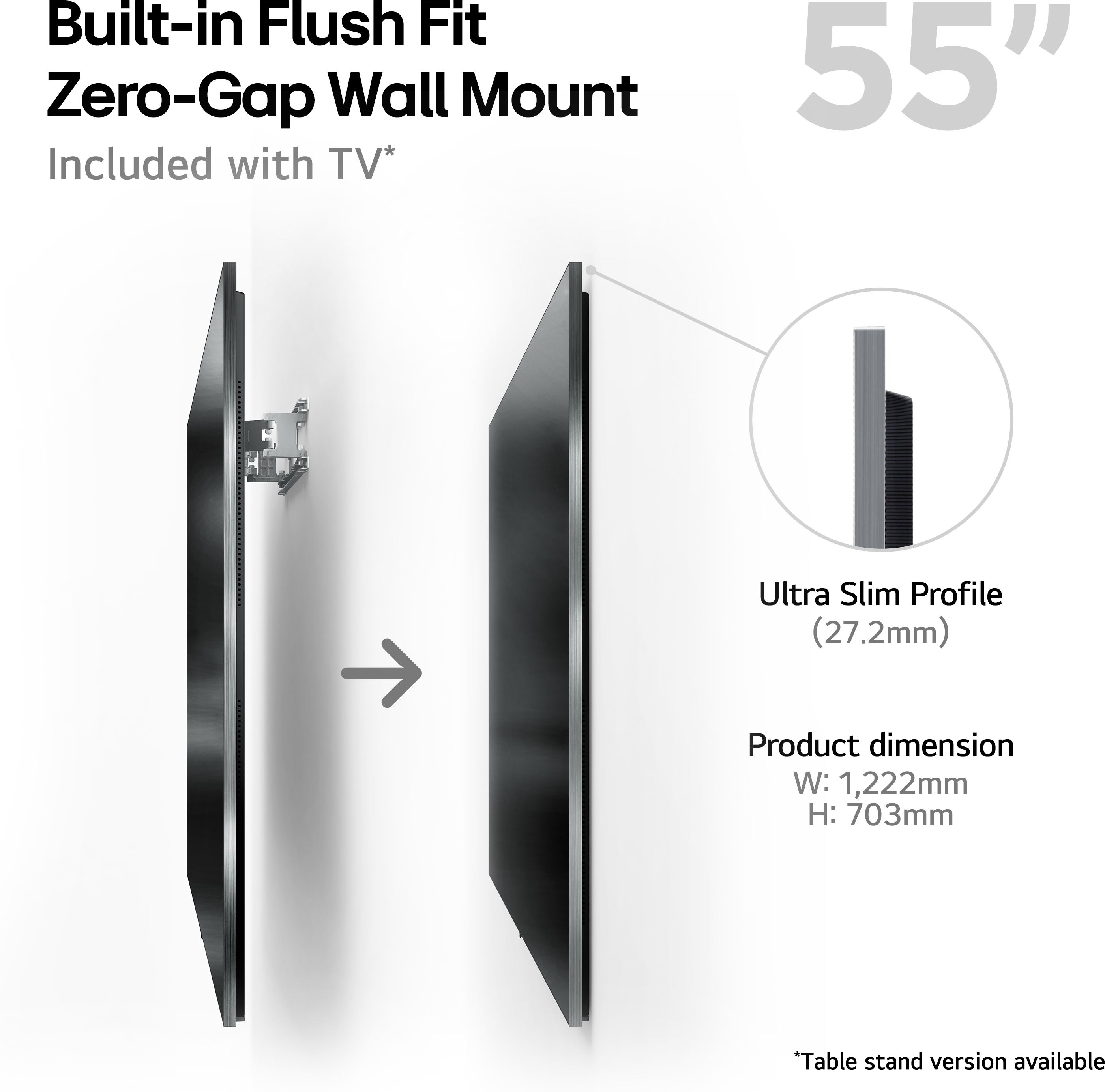 LG 55'' OLED evo G4 – 4K TV seinätelineellä