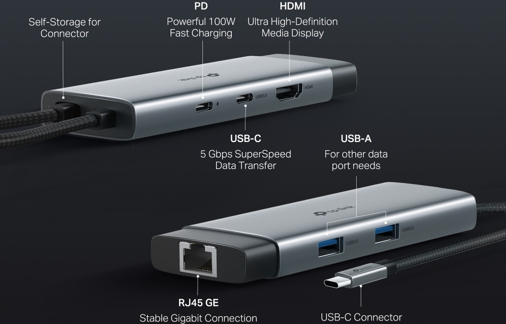 TP-LINK UE330C USB 3.0 -hubi ja gigabit ethernet -sovitin