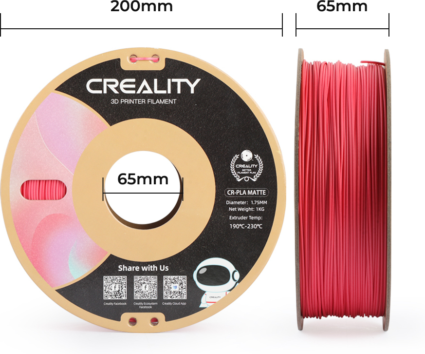Creality CR-PLA Matte -filamentti 3D-tulostimeen, 1,75 mm, mattamusta