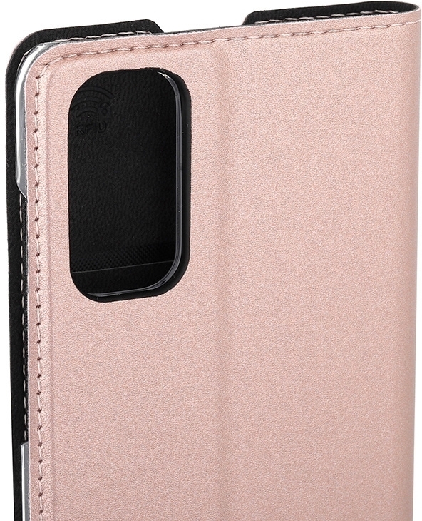 Wave BookCase -suojakotelo, Samsung Galaxy S20, ruusukulta