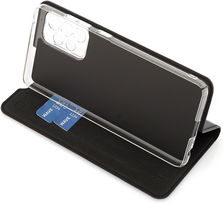 Wave BookCase -suojakotelo, Samsung Galaxy A52 / A52 5G / A52s, musta