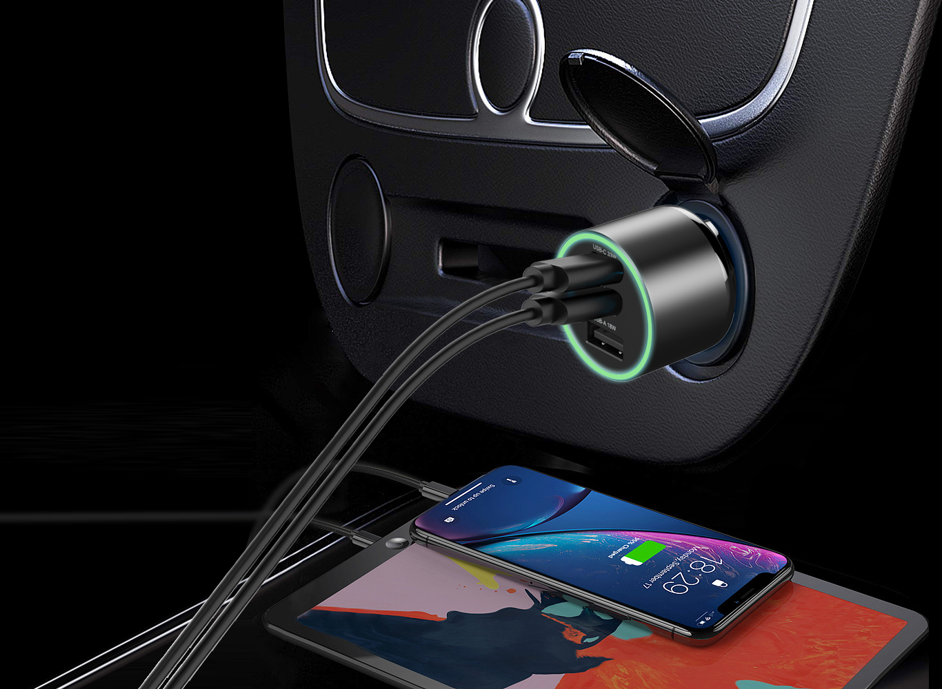 FoneKit GaN PD 65W -verkkovirtalaturi, USB-C + USB-C, musta