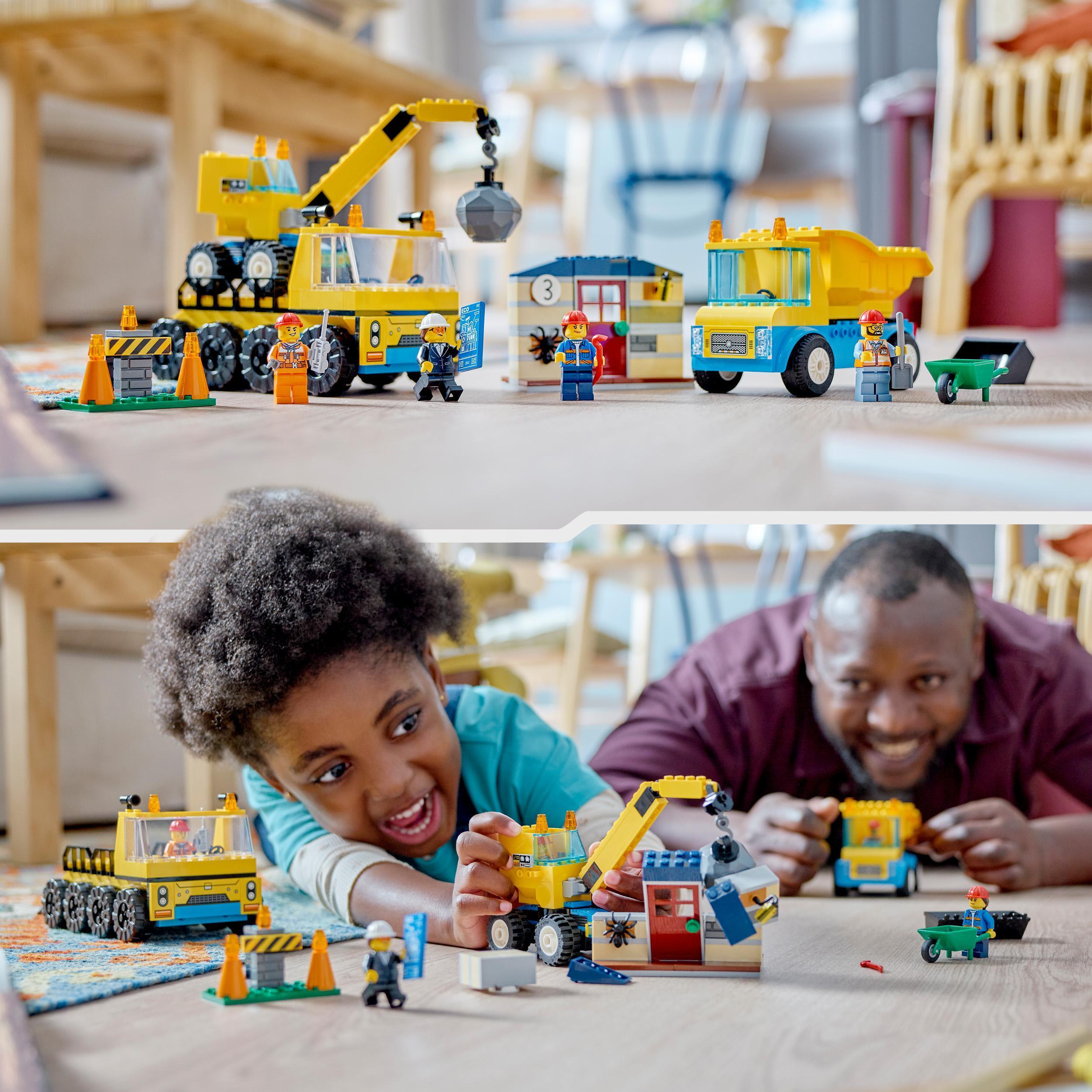 LEGO City Great Vehicles 60391 - Rakennustyömaan ajoneuvot, nosturi ja purkupallo