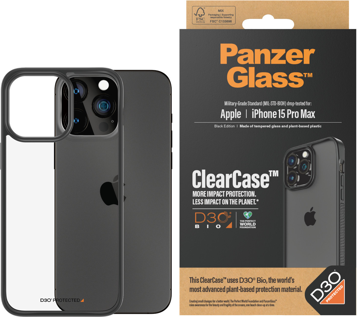PanzerGlass HardCase with D3O -suojakotelo, MagSafe-yhteensopiva, iPhone 15 Pro Max