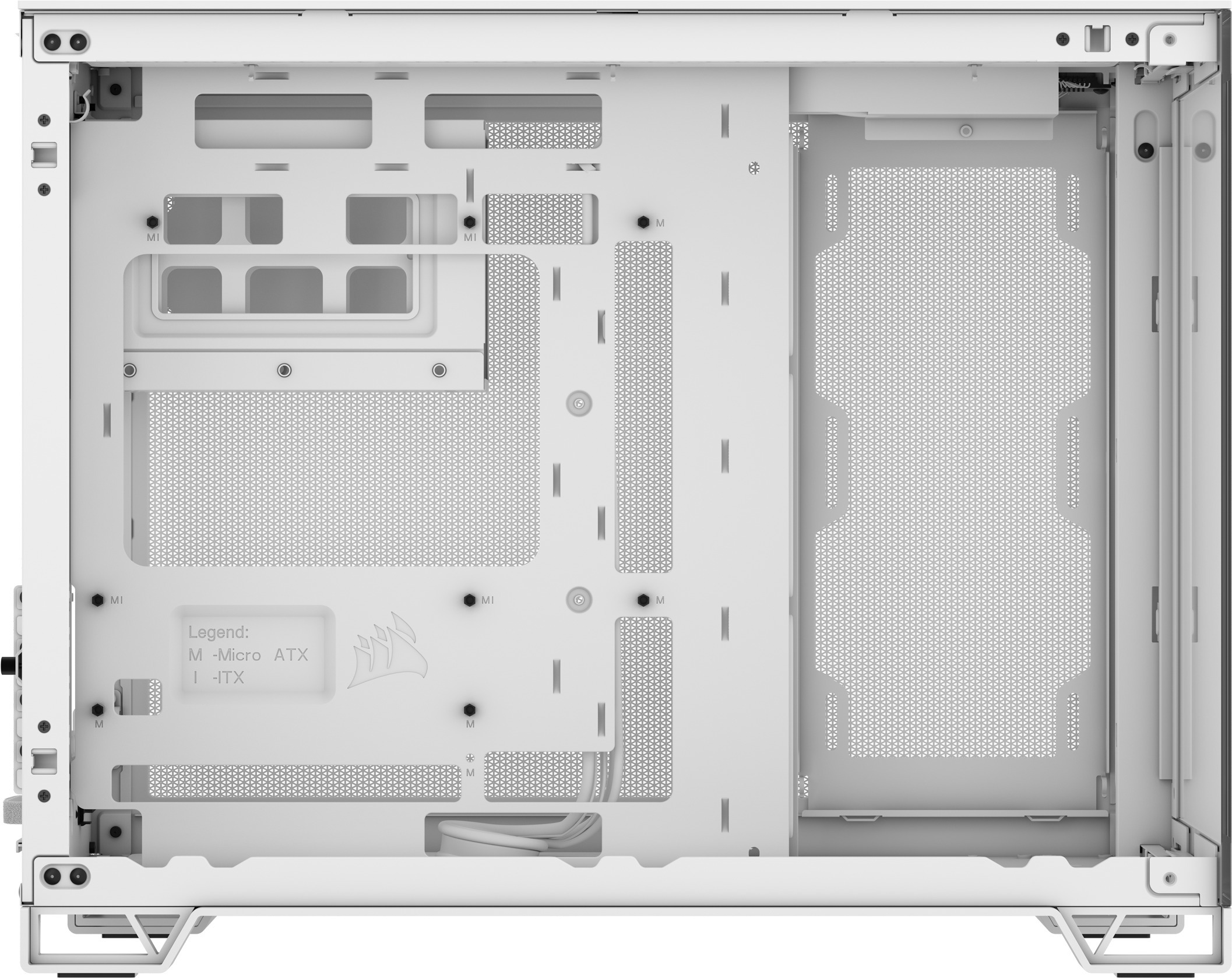 Corsair 2500X Micro-ATX-kotelo panoraamaikkunalla, valkoinen