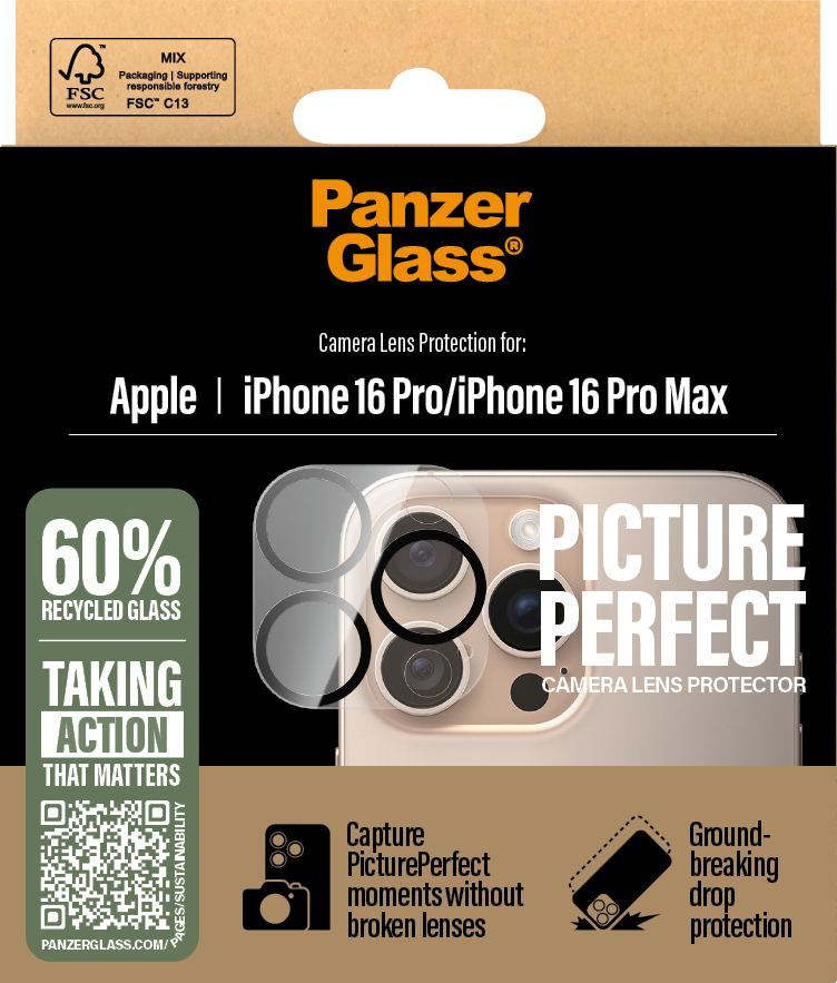 PanzerGlass PicturePerfect -kameran linssinsuoja, iPhone 16 Pro / 16 Pro Max