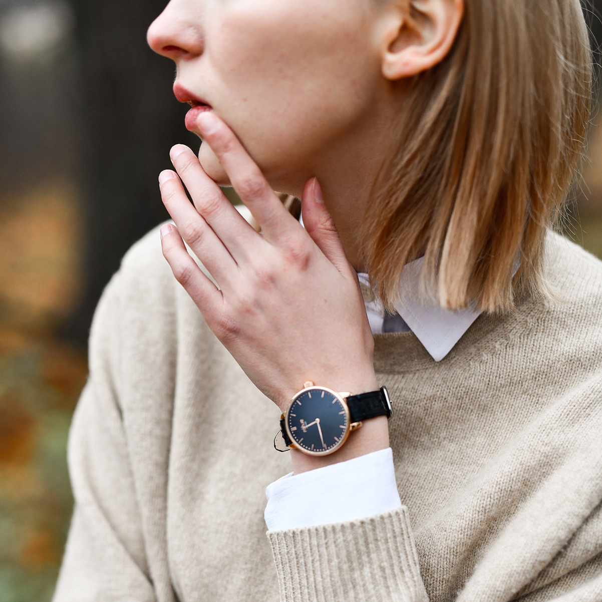 Rohje Artister Classic Black -rannekello, 36 mm, nahkaranneke