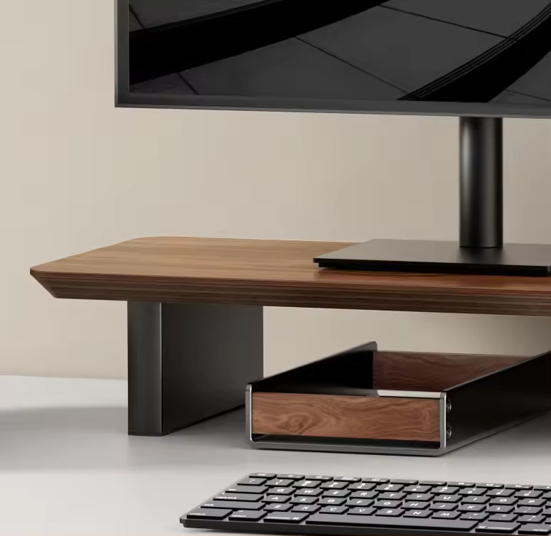 ErgoWork Hickory Storage -säilytyslaatikko työpöydälle, tumma pähkinäpuu