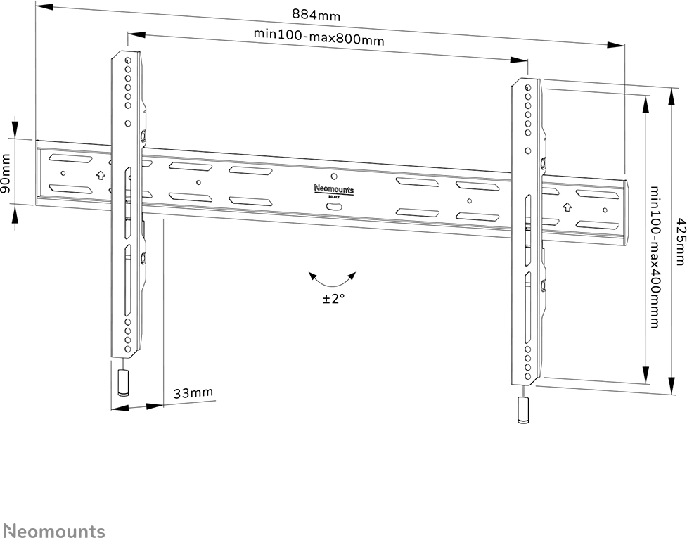 Neomounts by Newstar Select WL30S-850BL18 kiinteä seinäteline 43"-98" näytöille