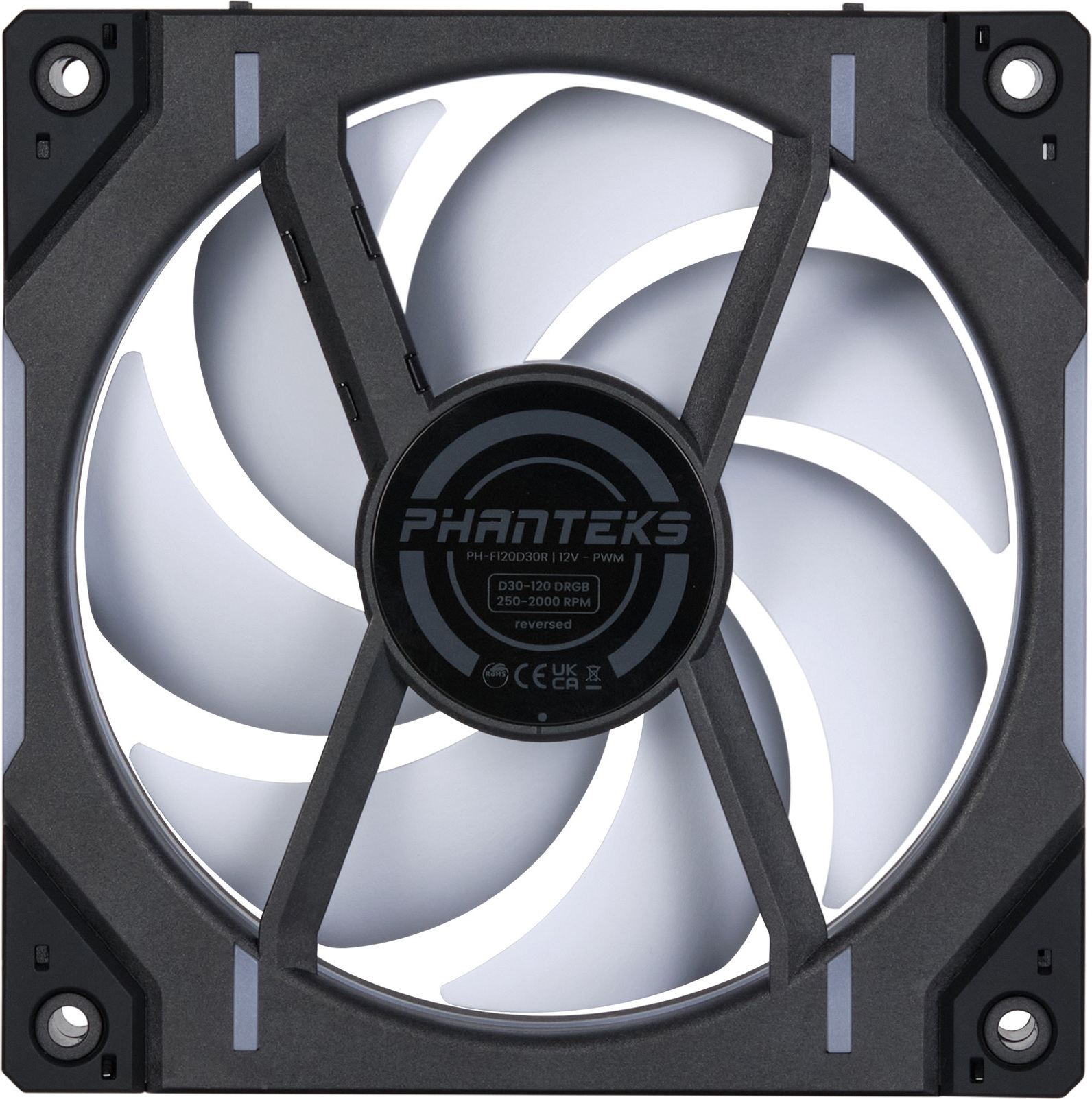 Phanteks D30-120 Reversed Airflow D-RGB PWM -tuuletin, musta, 120 mm
