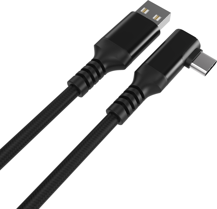 Fuj:tech USB-C 90° - USB-A -kaapeli, 3 m, musta