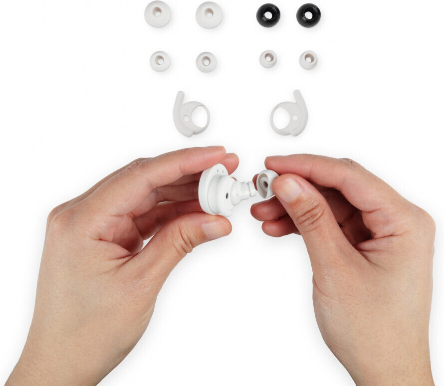 Denon PerL True Wireless nappikuulokkeet aktiivisella melunvaimennuksella, valkoinen