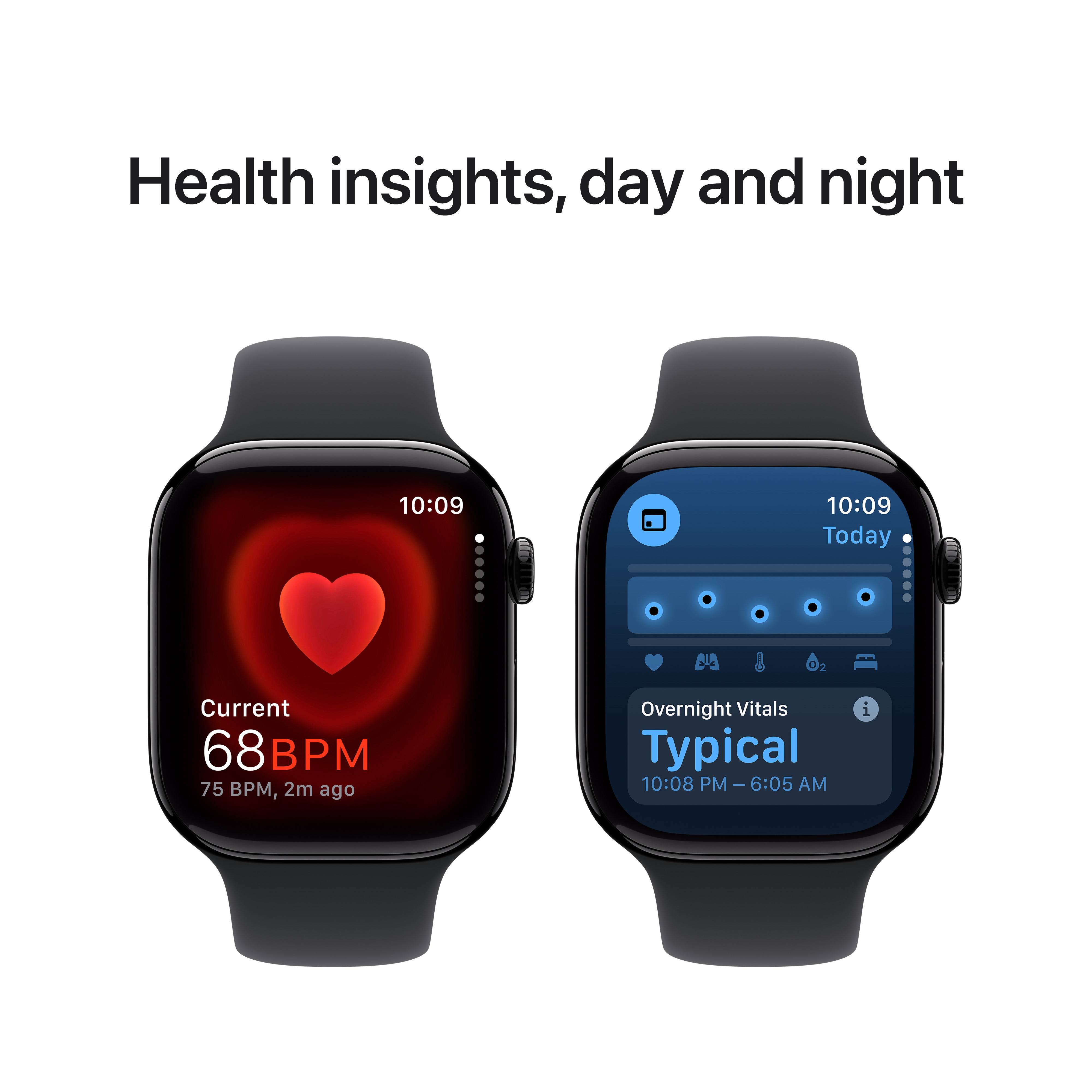 Apple Watch Series 10 (GPS) 46 mm peilimusta alumiinikuori ja musta urheiluranneke, S/M (MWWP3)