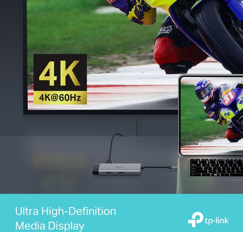 TP-LINK UE330C USB 3.0 -hubi ja gigabit ethernet -sovitin