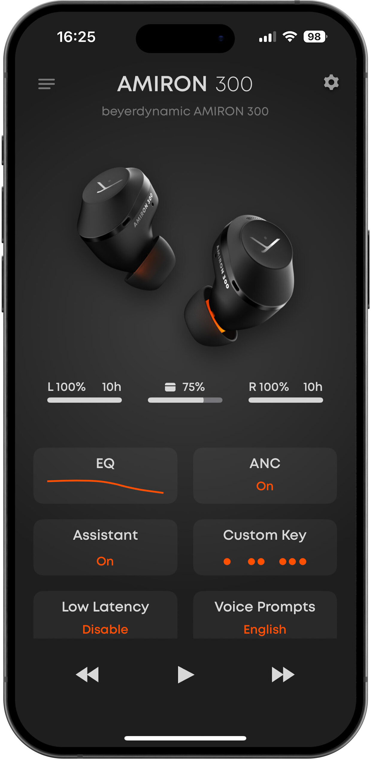 Beyerdynamic Amiron 300 nappikuulokkeet aktiivisella melunvaimennuksella, kermanvalkea