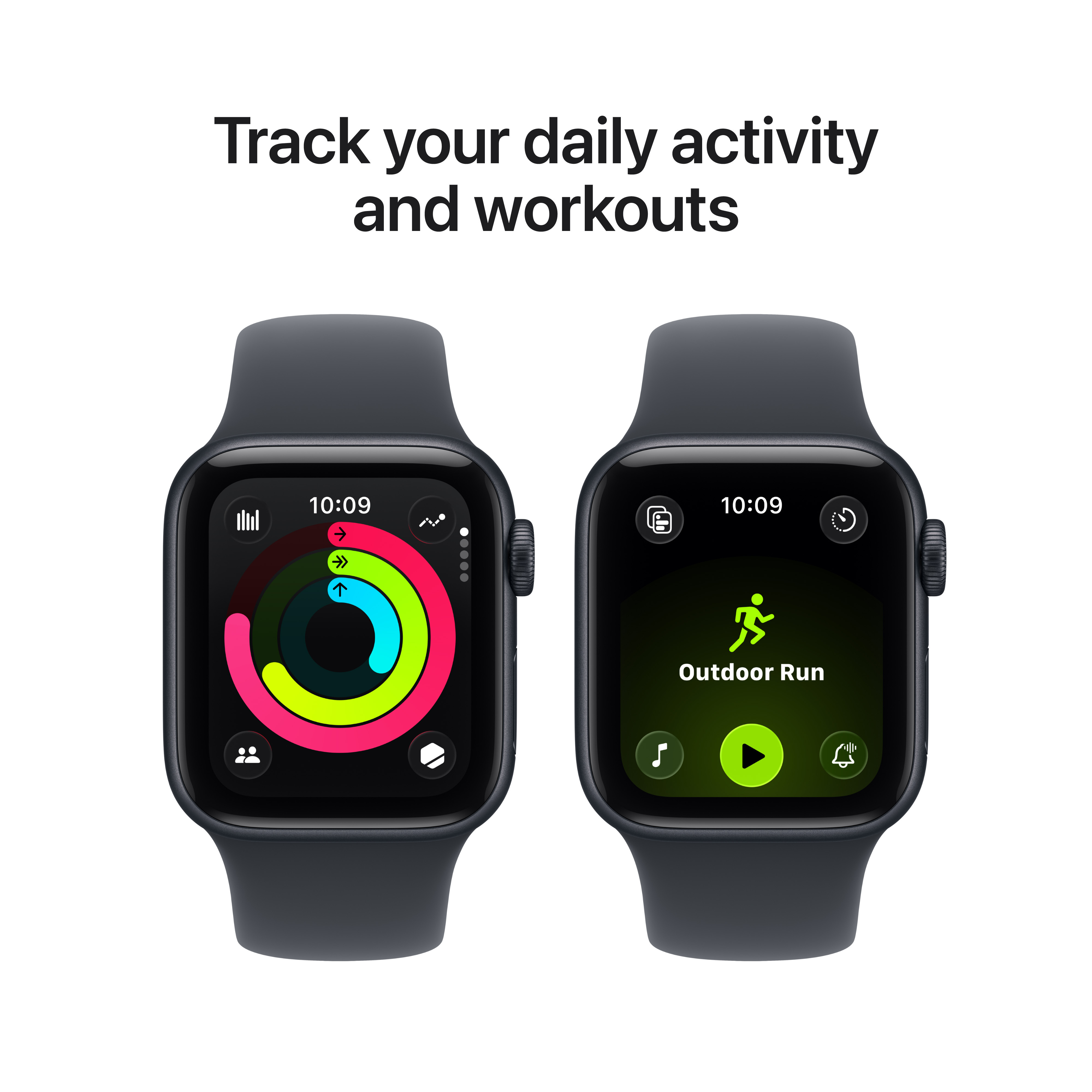 Apple Watch Series 11 (GPS) 46 mm peilimusta alumiinikuori ja musta urheiluranneke, M/L