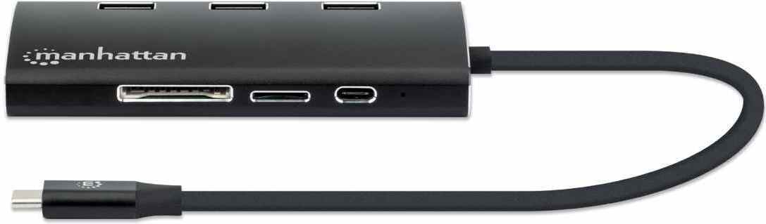 Manhattan Superspeed USB-C-Hubi, 6 porttia, kortinlukijat